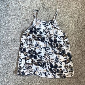 Girls old navy tank top, size large, black white and tan with flowers